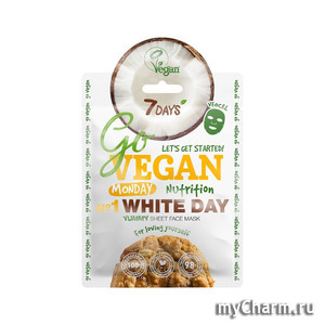 7 Days /  Go Vegan Monday  1 White day Yummy Sheet Face Mask