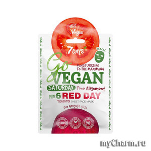 7 Days /  Go Vegan Saturday 6 Red Day Tomato Sheet Face Mask